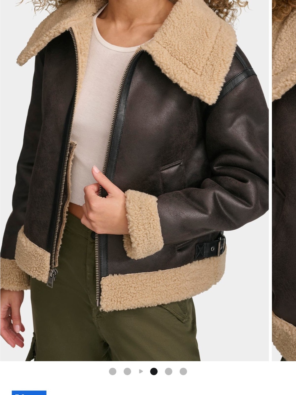 NEW Levi’s Women's Soft Shearling Faux Leather Aviator Jacket in Molasses!